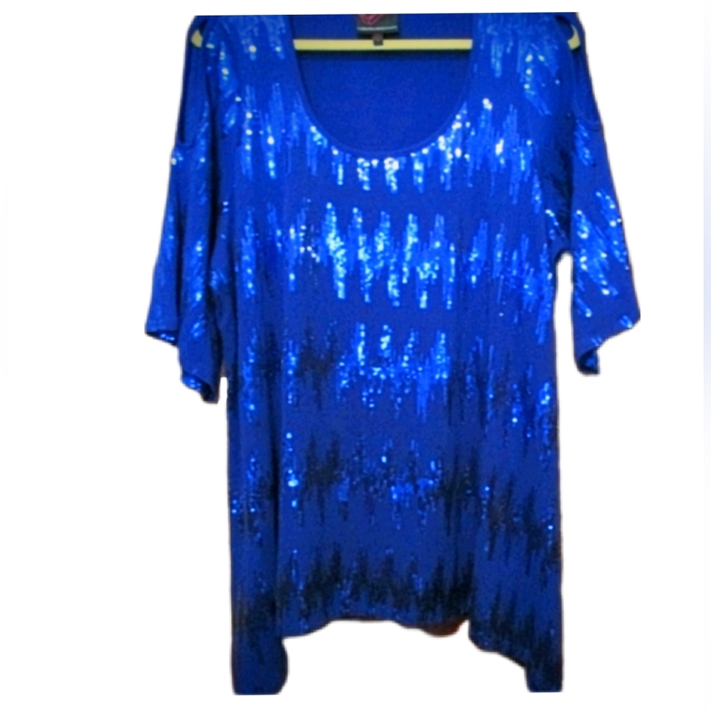 Sequins Covered Royal Blue Sparkling Fancy Top